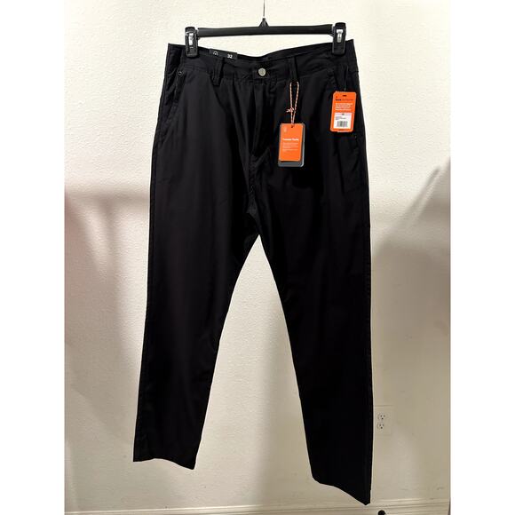 Bass Outdoor Mens Slim Straight Traveler Tech Pants Color: Caviar Size 32 Zipper - Picture 1 of 10